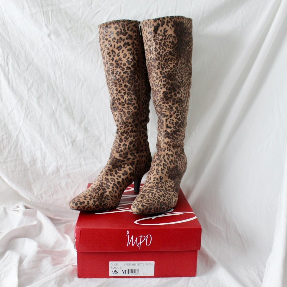 IMPO Cheetah Suedy Stretch Camel Norris Womens Boots 9 1/2